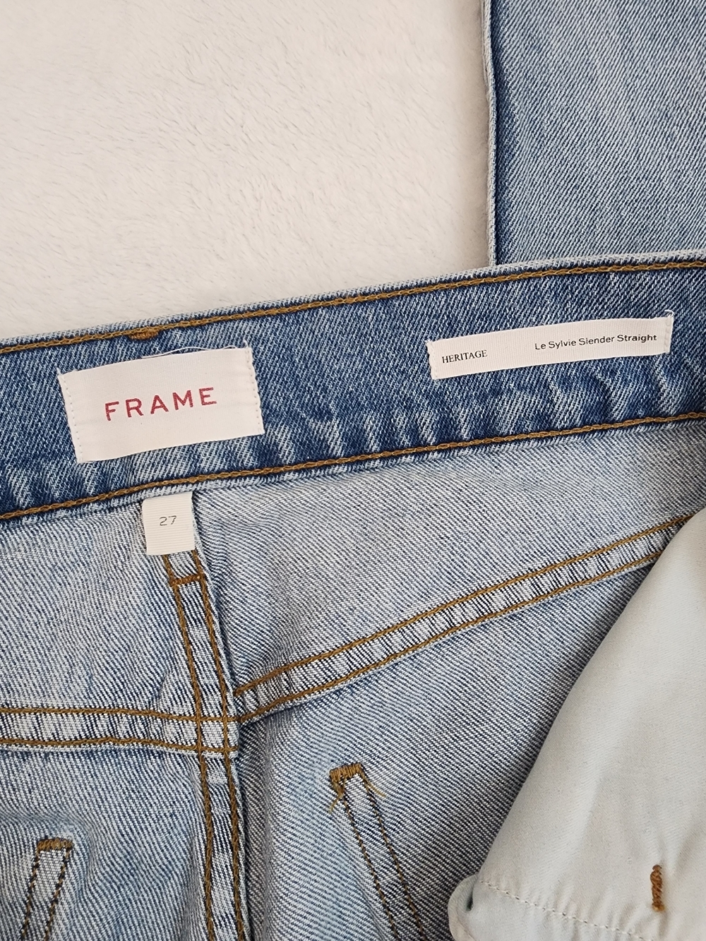 FRAME Le Sylvie Slender Straight Jeans Size 27 Light Wash High Rise Denim - Picture 5 of 12